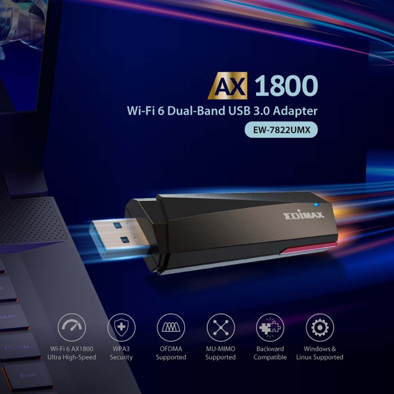 AX1800 Wi-Fi 6 Dual-Band USB 3.0 Adapter EW-7822UMX - obrázek č. 4