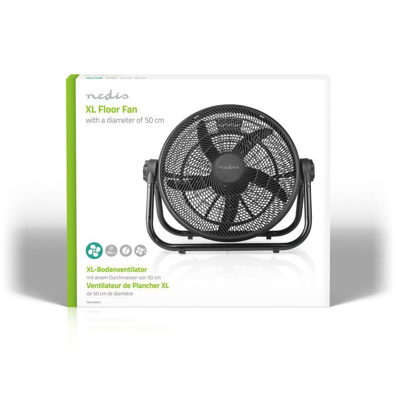 Stojanový ventilátor | 500 mm | 3-Rychlostní | Naklápěcí | Černá - obrázek č. 6