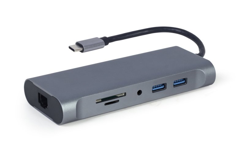 Gembird USB-C 7v1 multiport USB 3.0 + HDMI + VGA + PD + čtečka karet + stereo audio - obrázek č. 1