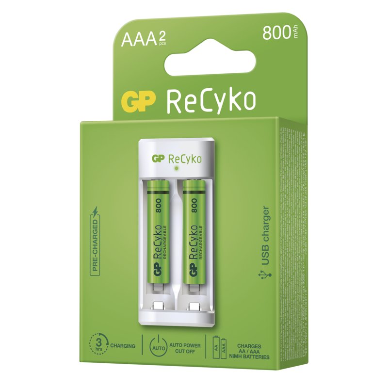 GP nabíječka baterií Eco E211 + 2× AAA REC 800 - obrázek produktu