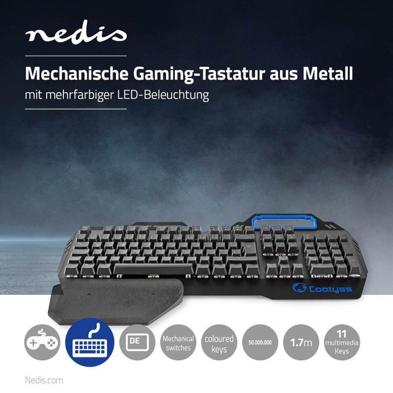 Wired Gaming Keyboard | USB | Mechanické Keys  GKBD400BKDE - obrázek č. 5