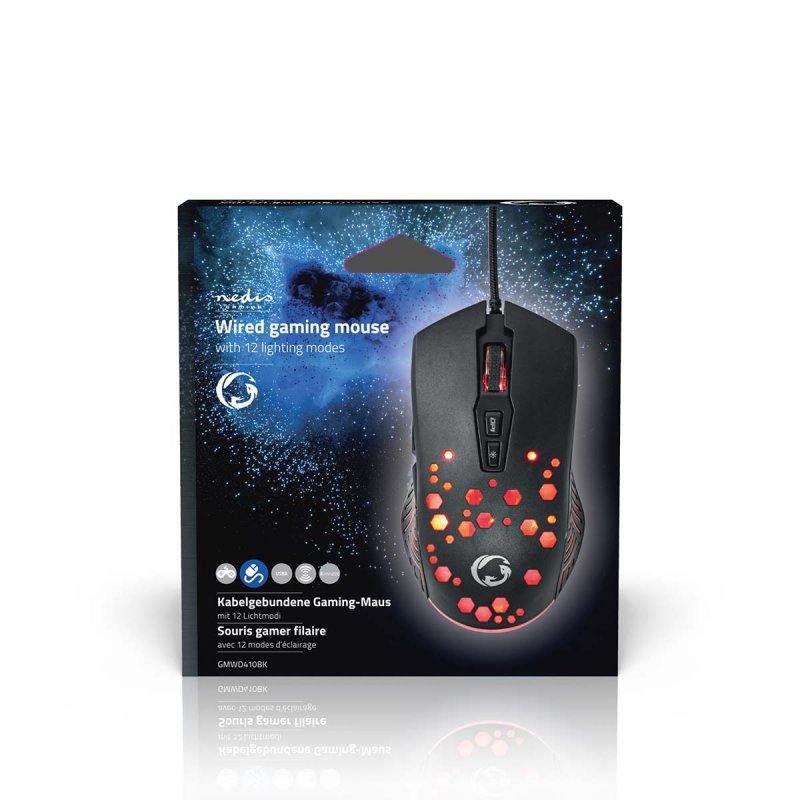 Gaming Mouse | Kabelové | 800 / 1200 / 2400 / 3200 / 4800 / 7200 dpi  GMWD410BK - obrázek č. 4