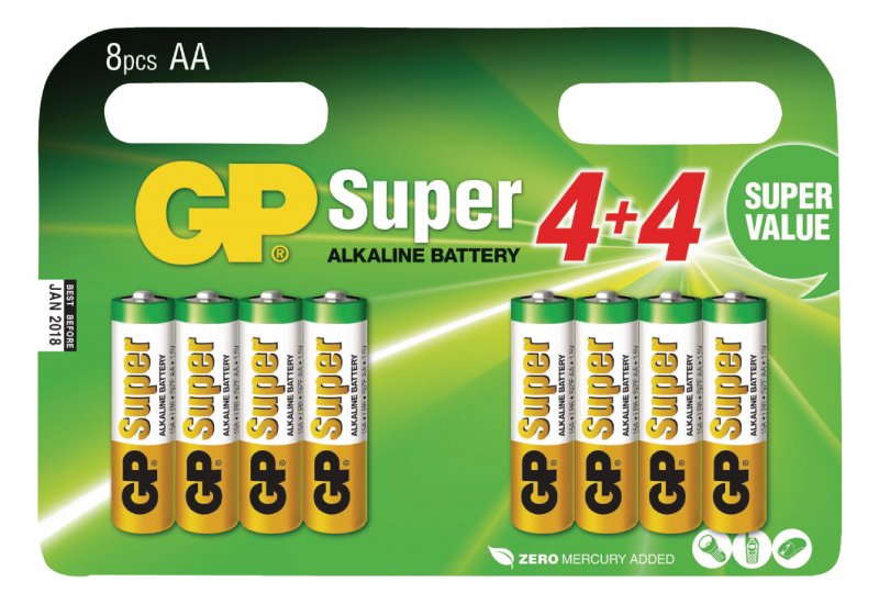 Alkalická Baterie AA 1.5 V Super 8-Propagační Blistr - obrázek produktu