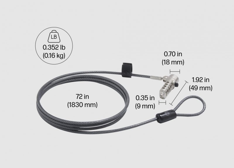 HP Nano Combination Cable Lock - obrázek produktu