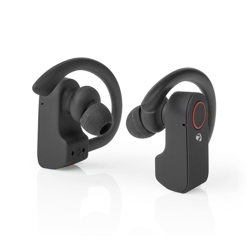 Plně Bezdrátová Bluetooth® Sportovní Sluchátka | 8 Hodin Přehrávání | Háčky za uši | Hlasové Ovládání | Nabíjecí Pouzdro | Černá - obrázek č. 2