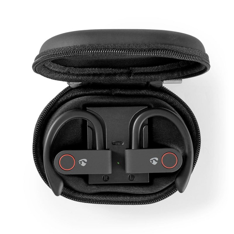 Plně Bezdrátová Bluetooth® Sportovní Sluchátka | 8 Hodin Přehrávání | Háčky za uši | Hlasové Ovládání | Nabíjecí Pouzdro | Černá - obrázek č. 7