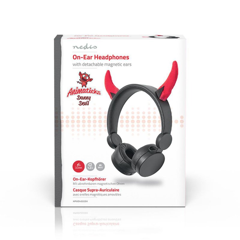 Kabelová sluchátka na uši | 3,5 mm | Délka kabelu: 1.20 m | 85 dB | Černá / Červená - obrázek č. 12