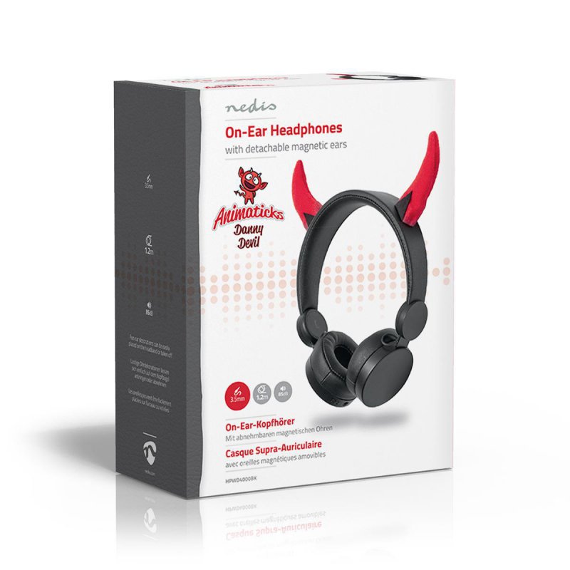 Kabelová sluchátka na uši | 3,5 mm | Délka kabelu: 1.20 m | 85 dB | Černá / Červená - obrázek č. 3
