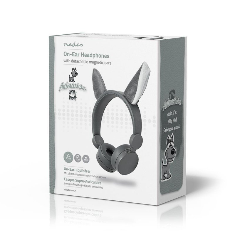 Kabelová sluchátka na uši | 3,5 mm | Délka kabelu: 1.20 m | 85 dB | Šedá - obrázek č. 2