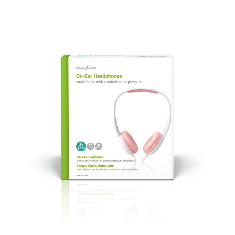 Kabelová sluchátka na uši | 3,5 mm | Délka kabelu: 1.20 m | 82 dB | Růžová - obrázek č. 10