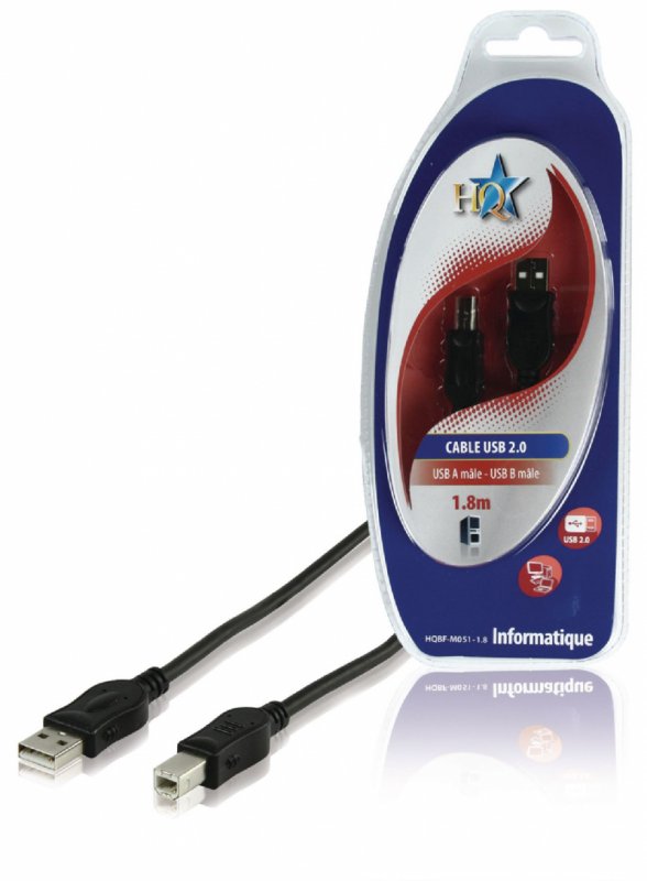 Kabel USB 2.0 USB A Zástrčka - USB-B Male 1.80 m Černá - obrázek produktu