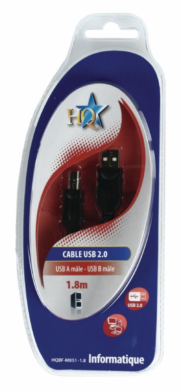 Kabel USB 2.0 USB A Zástrčka - USB-B Male 1.80 m Černá - obrázek č. 2