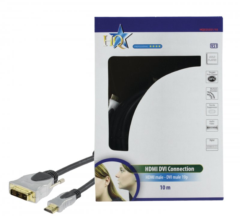 High Speed HDMI Kabel HDMI Konektor - DVI-D 18+1p Zástrčka 10.0 m Tmavě Šedá - obrázek produktu