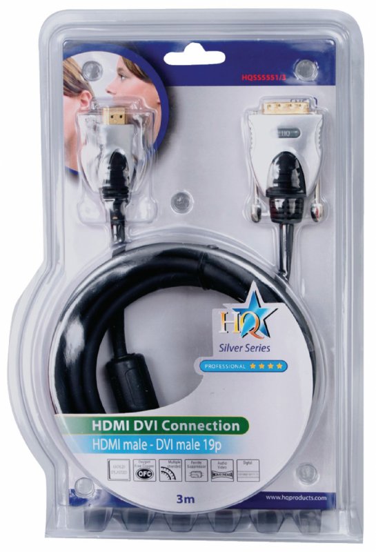 High Speed HDMI Kabel HDMI Konektor - DVI-D 18+1p Zástrčka 3.00 m Tmavě Šedá - obrázek č. 2