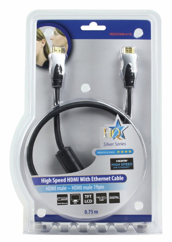 High Speed HDMI Kabel s Ethernetem HDMI Konektor - HDMI Konektor 0.75 m Tmavě Šedá - obrázek č. 3