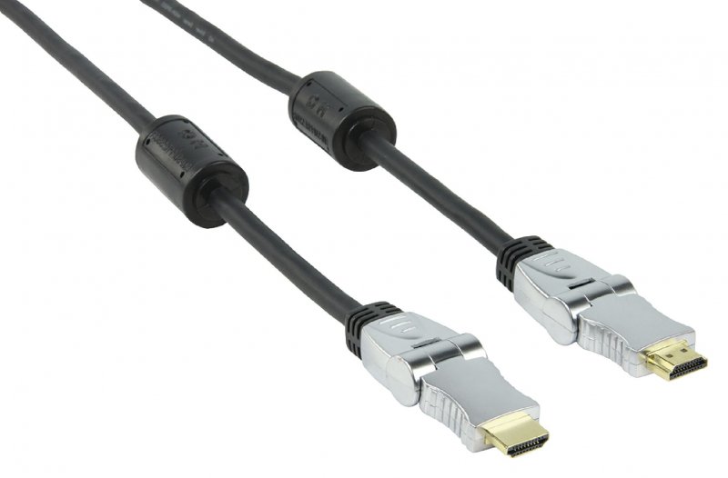 High Speed HDMI Kabel s Ethernetem HDMI Konektor - HDMI Konektor Otočný 1.50 m Tmavě Šedá - obrázek č. 1