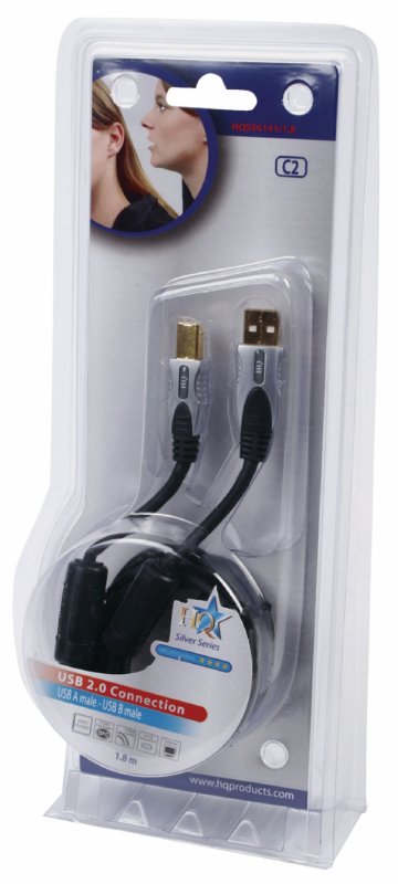 Kabel USB 2.0 USB A Zástrčka - USB-B Male Kulatý 1.80 m Tmavě Šedá - obrázek č. 2