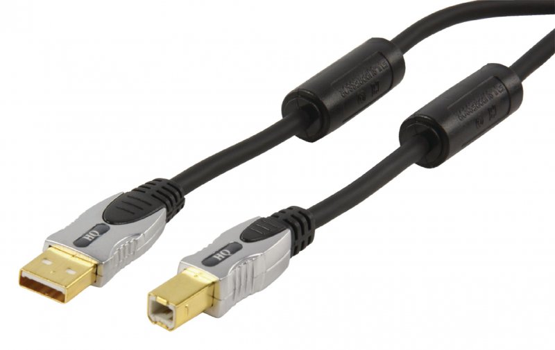 Kabel USB 2.0 USB A Zástrčka - USB-B Male Kulatý 1.80 m Tmavě Šedá - obrázek č. 1