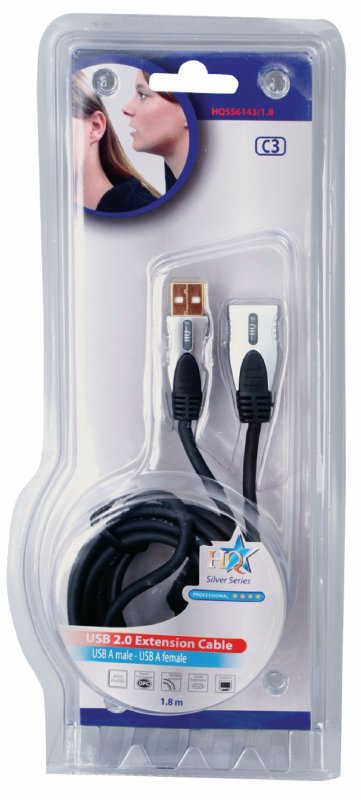 Prodlužovací Kabel USB 2.0 USB A Zástrčka - USB A Zásuvka Kulatý 1.80 m Tmavě Šedá - obrázek č. 3