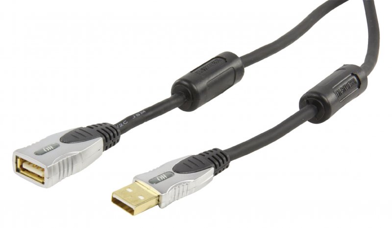 Prodlužovací Kabel USB 2.0 USB A Zástrčka - USB A Zásuvka Kulatý 5.00 m Tmavě Šedá - obrázek č. 1
