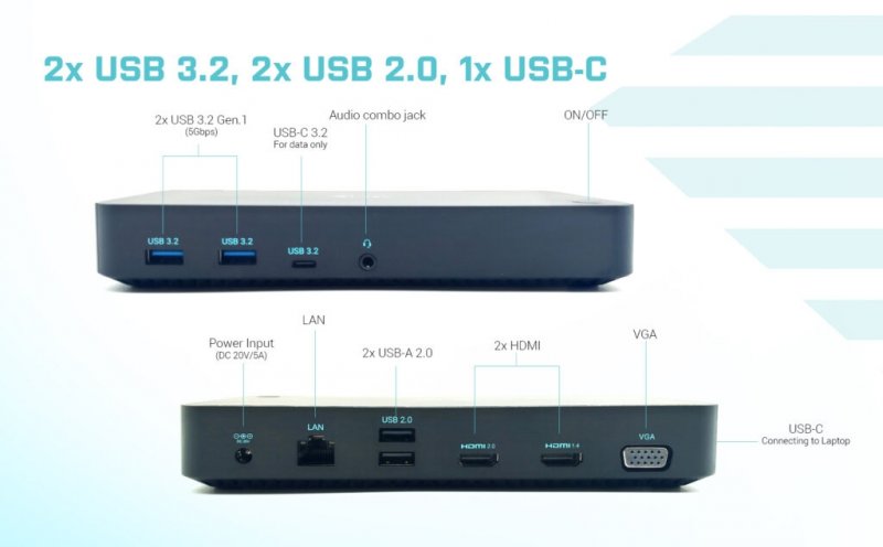 i-tec USB 3.0/ USB-C/ TB, 3x Video Docking Station Power Delivery 100W - obrázek č. 9