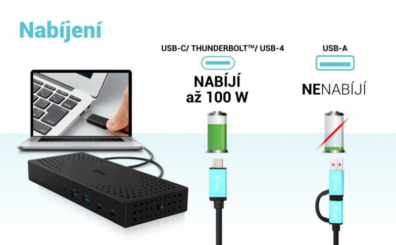 i-tec USB 3.0 /  USB-C /  Thunderbolt, 3x 4K Docking Station Gen 2, Power Delivery 100W - obrázek č. 1