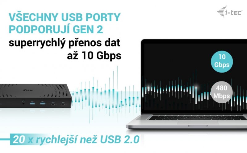 i-tec USB 3.0 /  USB-C /  Thunderbolt, 3x 4K Docking Station Gen 2, Power Delivery 100W - obrázek č. 8