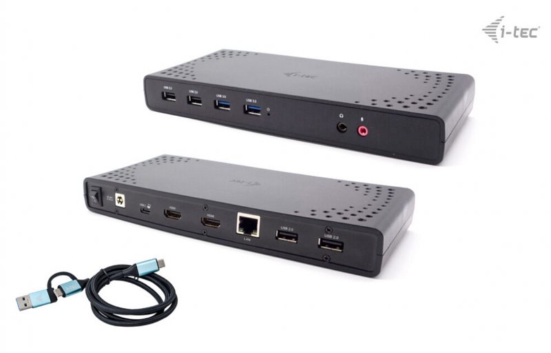 i-tec USB 3.0/ USB-C/ Thunderbolt, 2x HDMI Docking Station, PD 100W - obrázek produktu