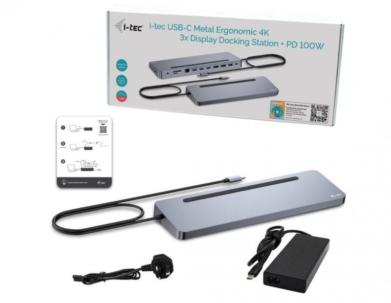 i-tec USB-C Metal Ergonomic 3x 4K Display Docking Station, PD100W + i-tec Universal Charger 100W - obrázek č. 2