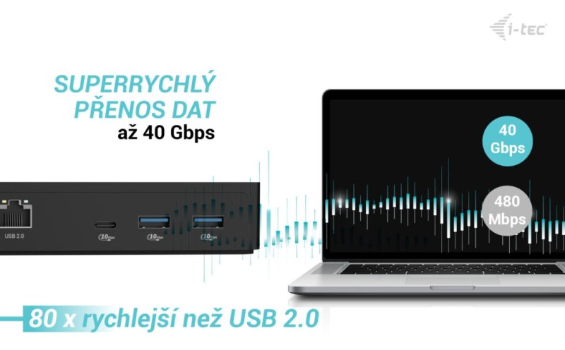 i-tec Thunderbolt 4 Intelligent Dual Display Docking Station, Power Delivery 90W - obrázek č. 3