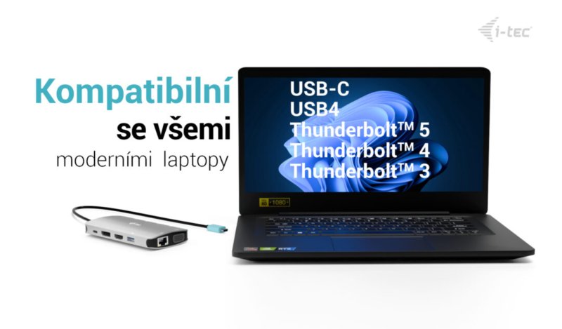 i-tec USB-C Metal Nano 3x Display (DP, HDMI and VGA) Docking Station, Power Delivery 100W - obrázek č. 4