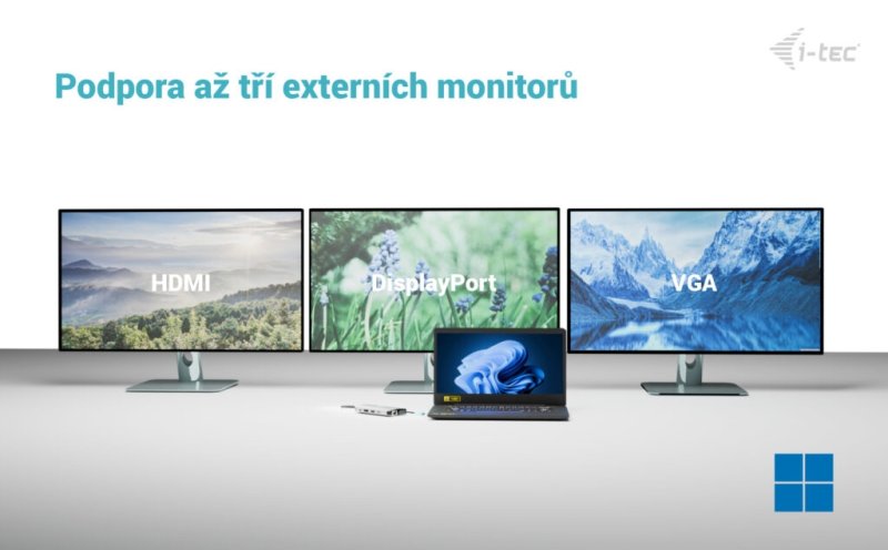 i-tec USB-C Metal Nano 3x Display (DP, HDMI and VGA) Docking Station, Power Delivery 100W - obrázek č. 5