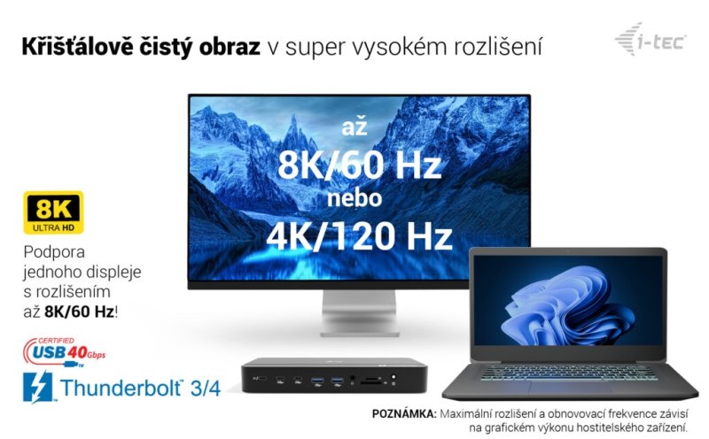 i-tec Thunderbolt 5 Triple Display Docking Station, M.2 slot, 6x USB, 2.5 GLAN, Power Delivery 140W - obrázek č. 12