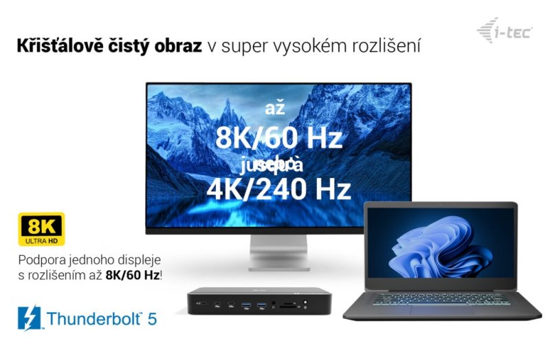 i-tec Thunderbolt 5 Triple Display Docking Station, M.2 slot, 6x USB, 2.5 GLAN, Power Delivery 140W - obrázek č. 10