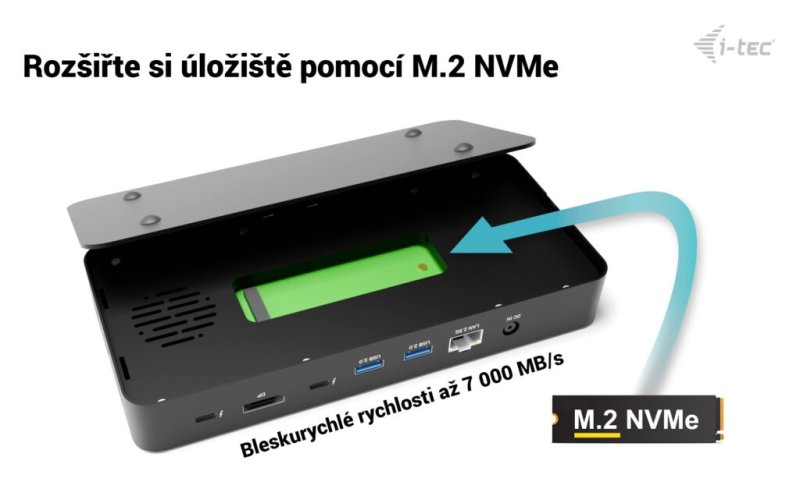 i-tec Thunderbolt 5 Triple Display Docking Station, M.2 slot, 6x USB, 2.5 GLAN, Power Delivery 140W - obrázek č. 2