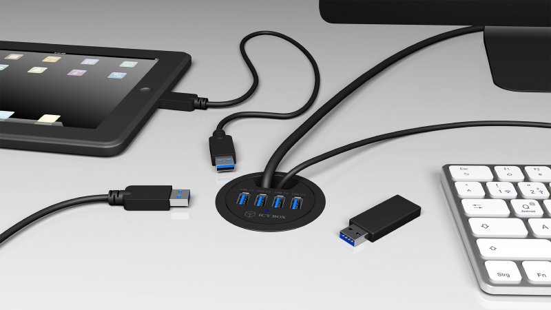 4 Porty Rozbočovač USB 3.0 V stůl Černá - obrázek č. 2