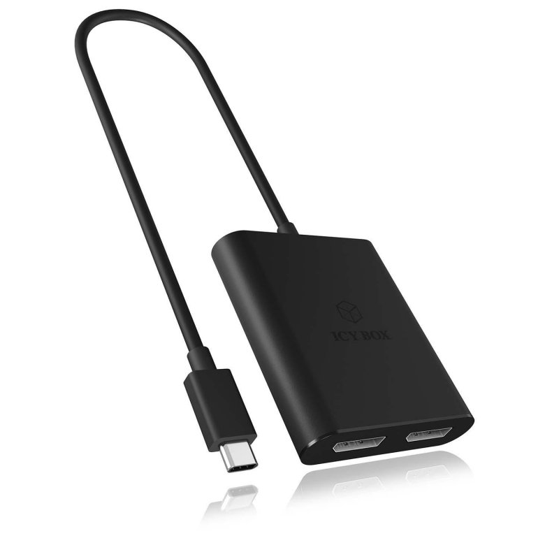 Adaptér DisplayPort USB-C Zástrčka - 2x Port Displeje Černá - obrázek č. 4