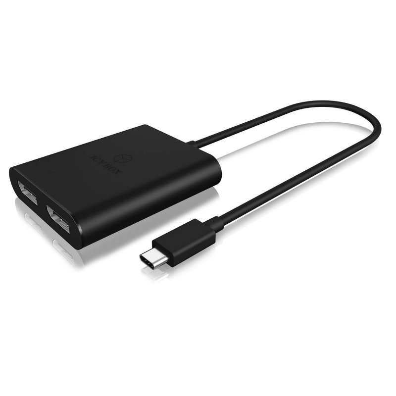 Adaptér DisplayPort USB-C Zástrčka - 2x Port Displeje Černá - obrázek produktu