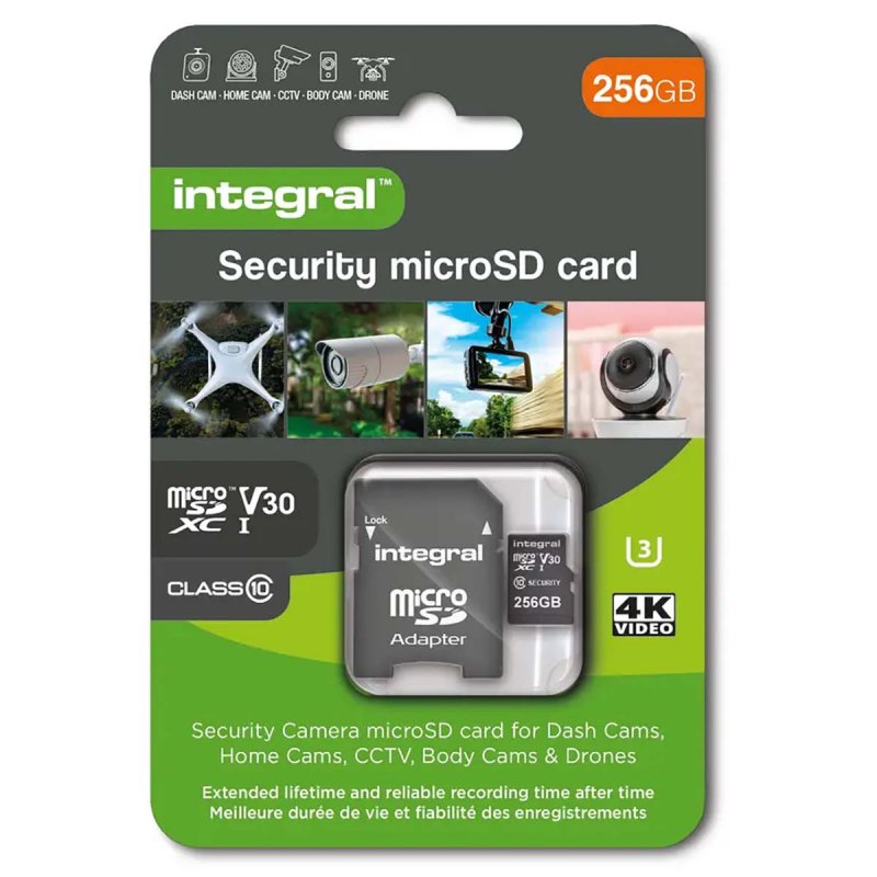 256 GB bezpečnostní kamera microSD karta pro palubní kamery, domácí kamery, CCTV, body kamery a drony INMSDX256G10SE - obrázek č. 2