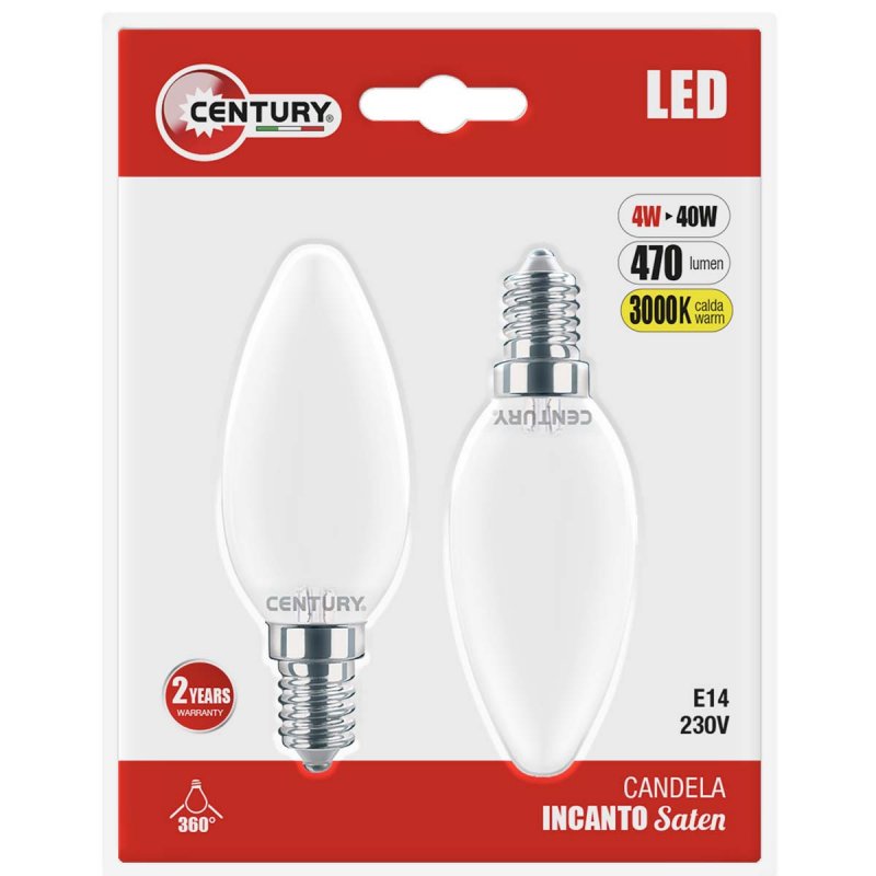 LED žárovka E14 | Svíčka | 4 W | 470 lm | 3000 K | Přirozená Bílá | 2 kusů - obrázek č. 1