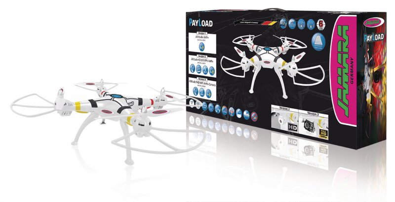 R/C Dron Payload Altitude 4+4 Kanál RTF / Gyro Uvnitř / Se Světly / Otáčení o 360 2,4GHz Ovladač Bílá - obrázek č. 1