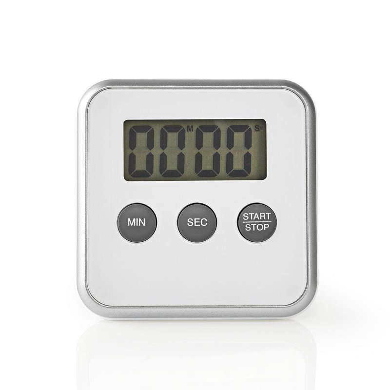 Kuchyňská minutka | Digitální displej | Požadované baterie (nejsou součástí balení): 1x AAA | Bílá / Stříbrná - obrázek produktu