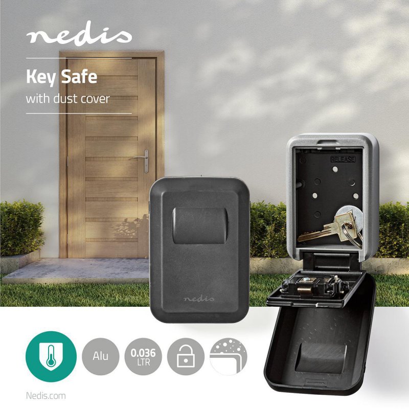 Trezor | Key Safe | Kombinace Dial Lock | Vnitřní a Venkovní | Černá / Šedá - obrázek č. 1