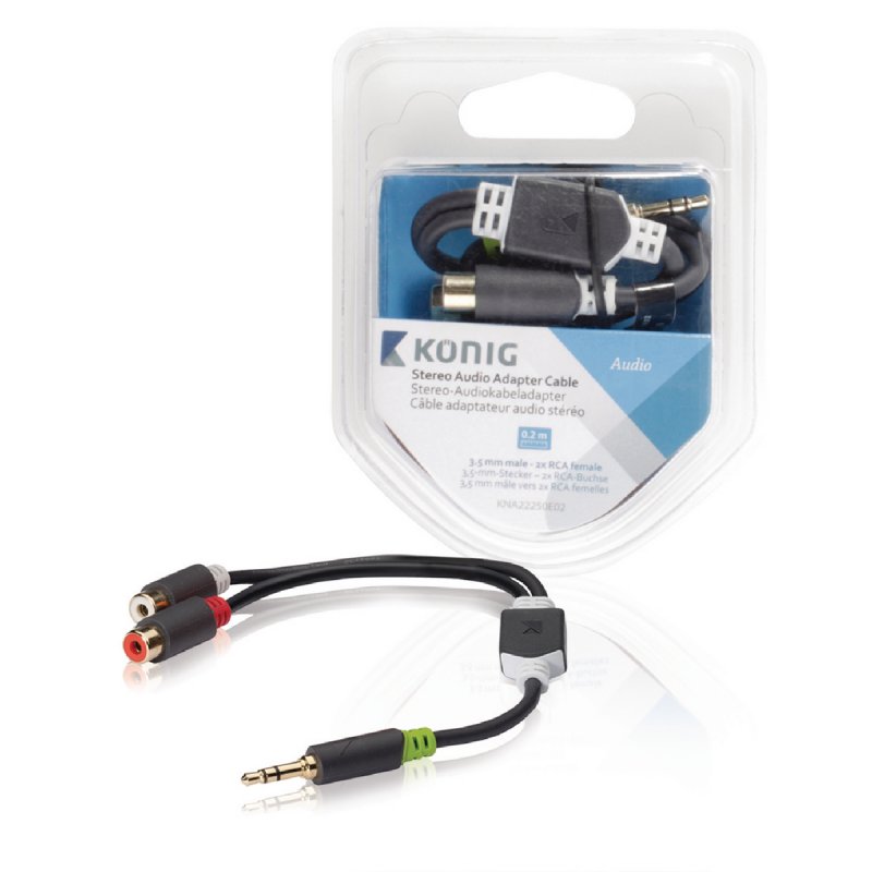 Stereo Audio Kabel 3.5mm Zástrčka - 2x CINCH Zásuvka 0.20 m Antracit - obrázek produktu