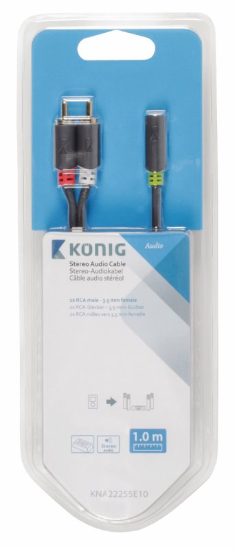 Stereo Audio Kabel 2x CINCH Zástrčka - 3.5mm Zásuvka 1.00 m Antracit - obrázek č. 5