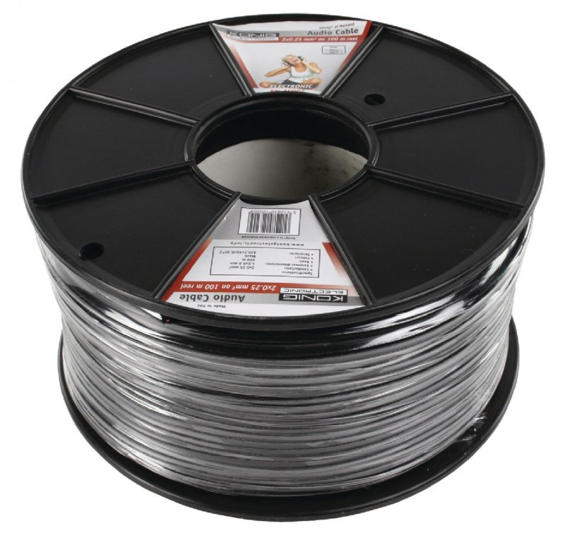Kabel Reproduktoru na Cívce 2x 0.25 mm² 100 m Černá - obrázek č. 1