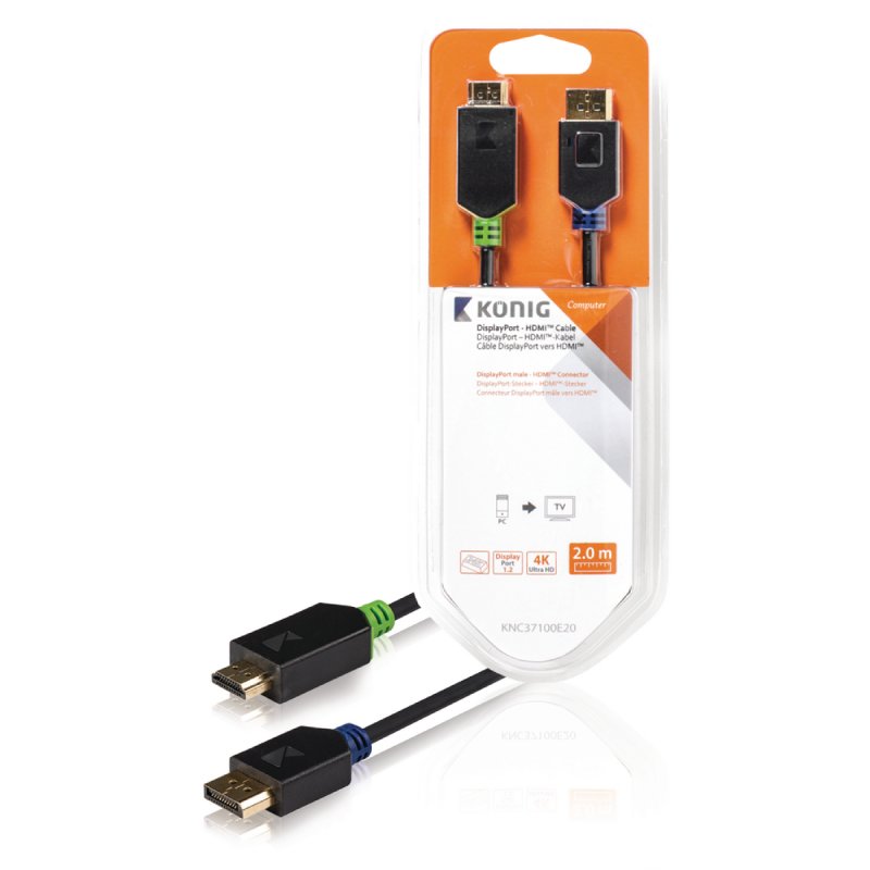 Kabel DisplayPort DisplayPort Zástrčka - HDMI Konektor 2.00 m Antracit - obrázek produktu