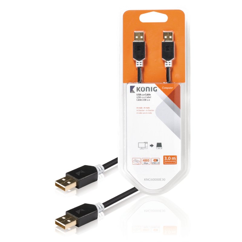 Kabel USB 2.0 USB A Zástrčka - USB A Zástrčka Kulatý 3.00 m Antracit - obrázek produktu