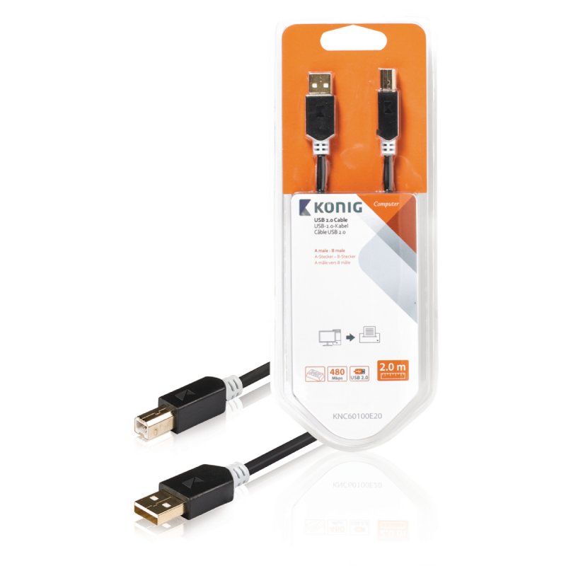 Kabel USB 2.0 USB A Zástrčka - USB-B Male 2.00 m Antracit - obrázek produktu