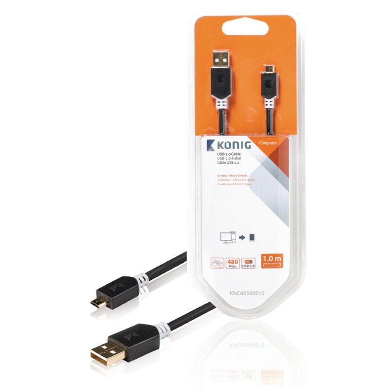 Kabel USB 2.0 USB A Zástrčka - Micro B Zástrčka Kulatý 1.00 m Antracit - obrázek produktu